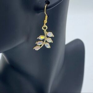 Crystal Vine Cluster Drop Earrings Gold Tone